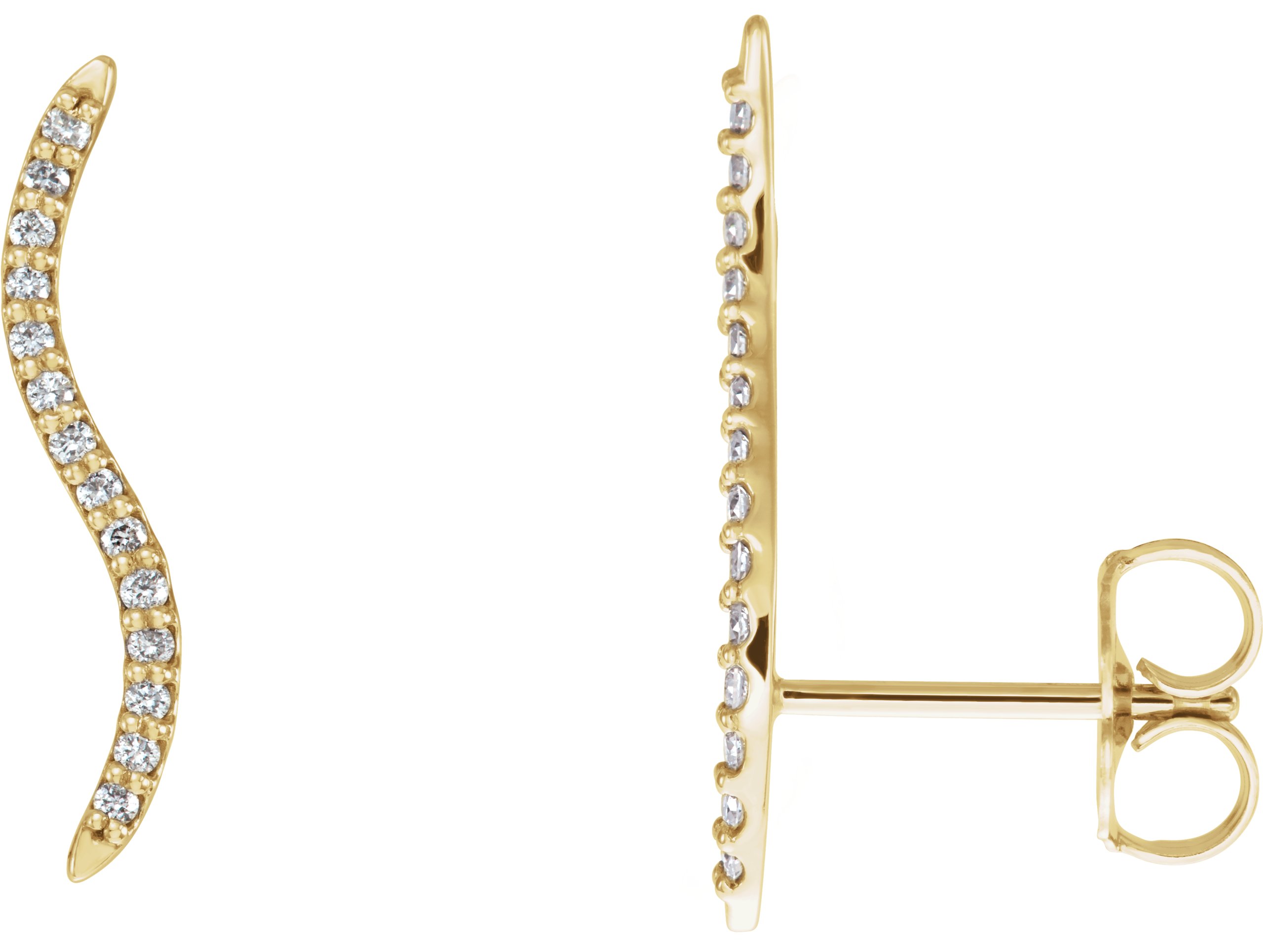 14K Yellow 1/6 CTW Diamond Ear Climbers