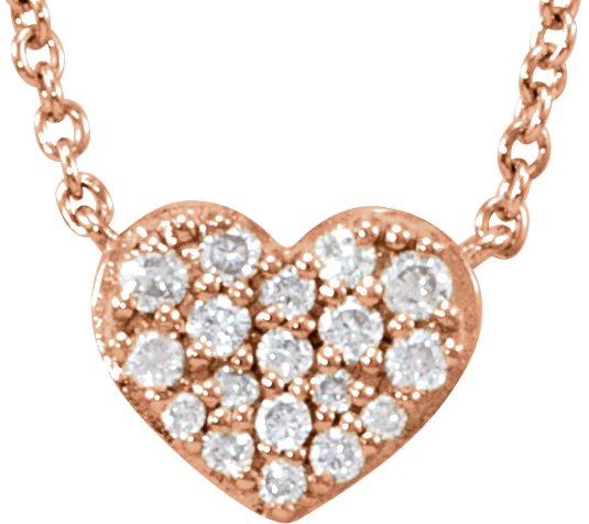 14K Rose 1/10 CTW Natural Diamond Heart 18" Necklace