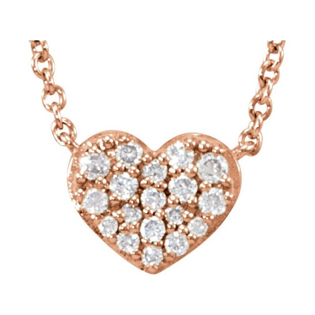 14K Rose 1/10 CTW Diamond Heart 18" Necklace