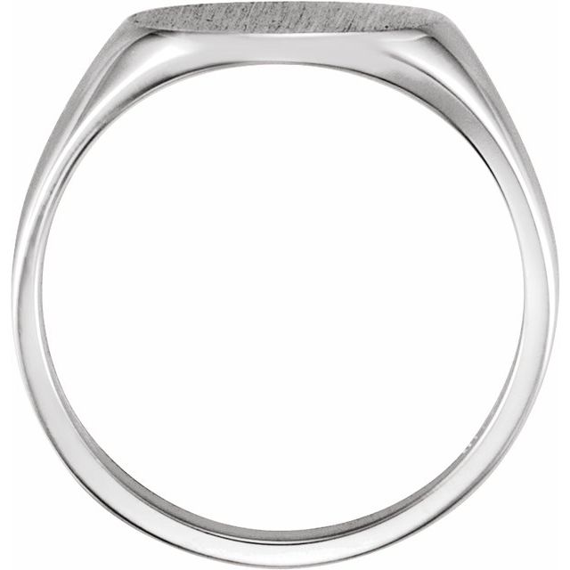 14K White 12x9 mm Oval Signet Ring 