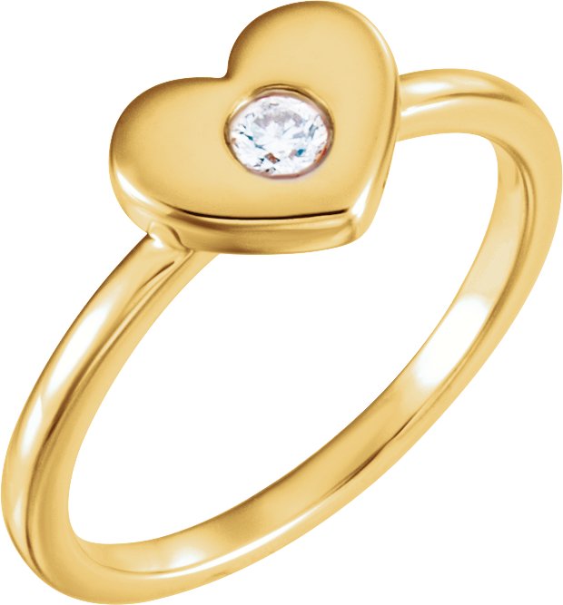 14K Yellow .03 CT Natural Diamond Heart Ring