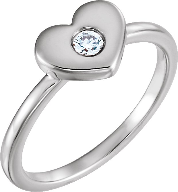 14K White .03 CTW Diamond Heart Ring