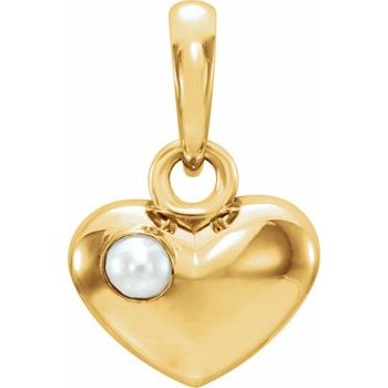 14K Yellow Freshwater Cultured Pearl Heart Pendant Ref. 12160121