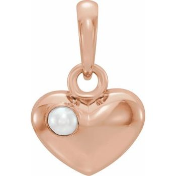 14K Rose Freshwater Cultured Pearl Heart Pendant Ref. 12160122