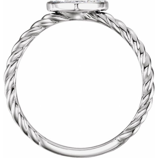 14K White 1/8 CTW Diamond Heart Rope Ring