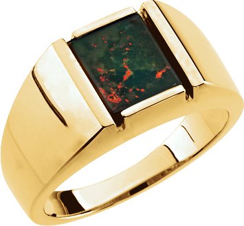 14K Yellow Bloodstone Men-s Ring