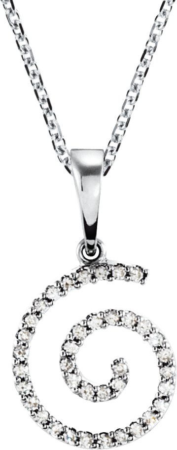 1/5 CTW Natural Diamond Spiral Necklace – 14K White Gold