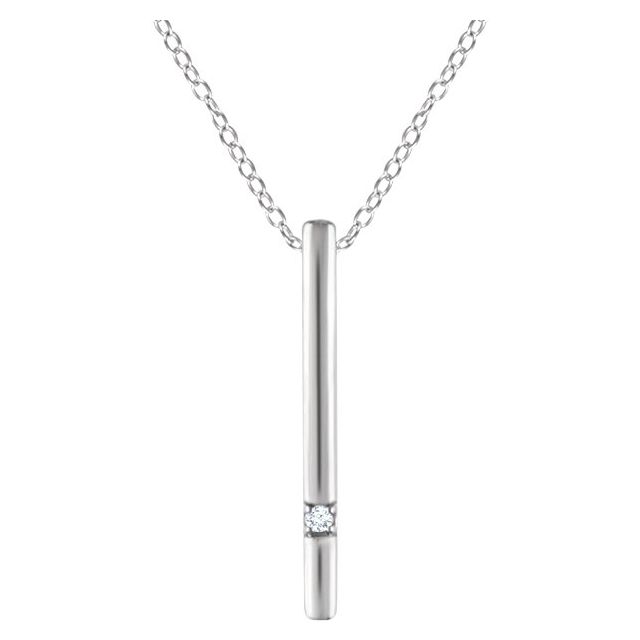 14K White .015 CT Diamond Bar 16-18" Necklace