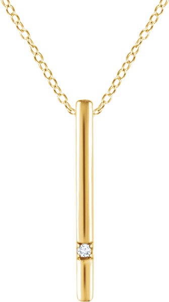 14K Yellow .015 CT Natural Diamond Bar 16-18 Necklace