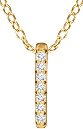 14K Yellow .05 CTW Natural Diamond Bar 16-18" Necklace