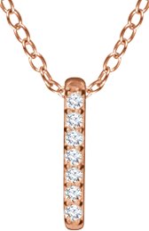 14K Rose .05 CTW Natural Diamond Bar 16-18" Necklace