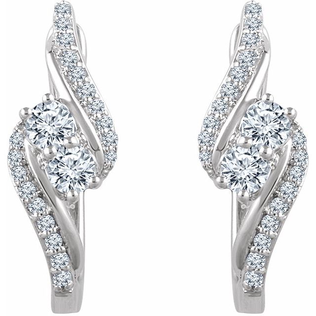 14K White 5/8 CTW Natural Diamond Earrings