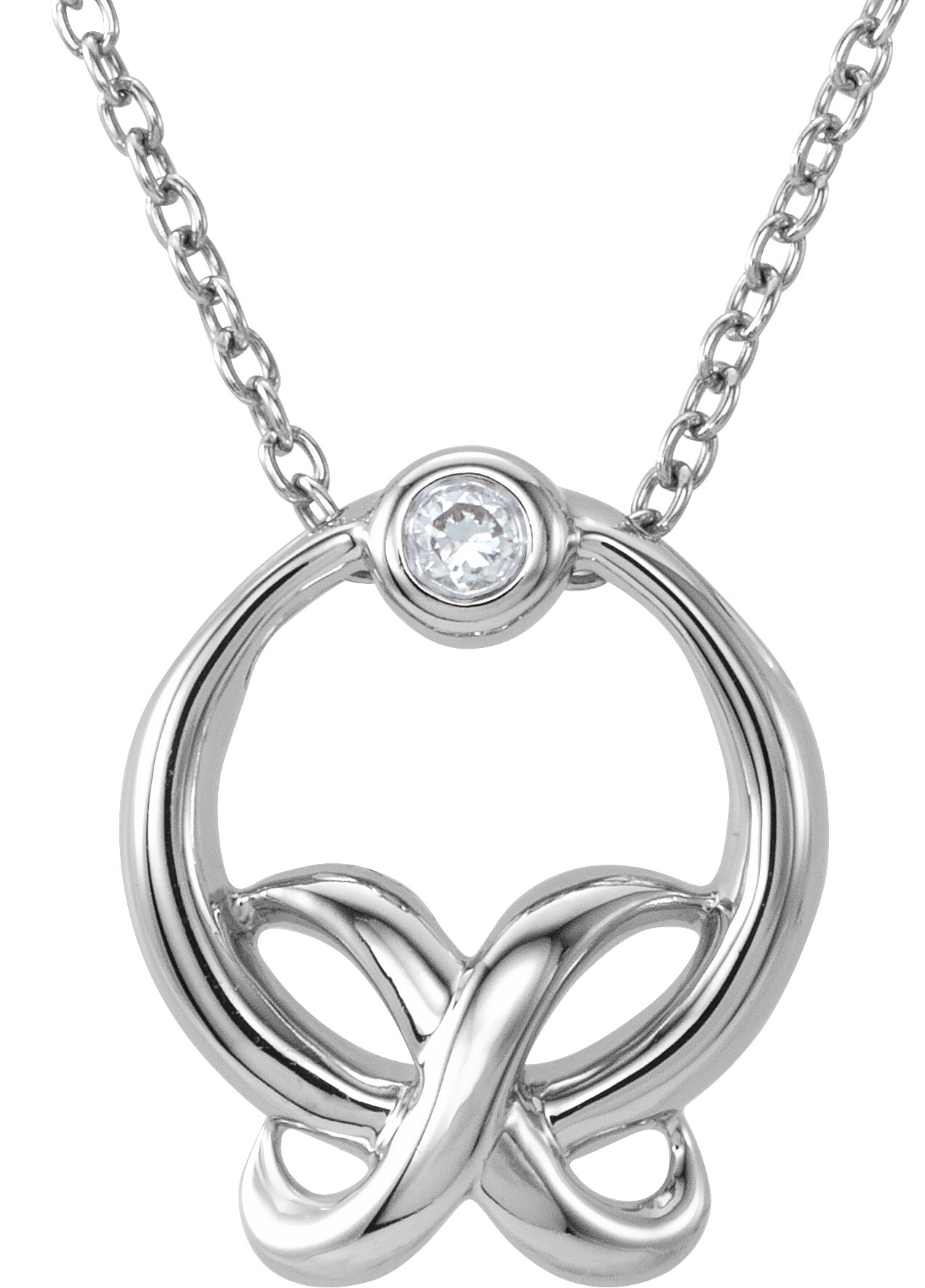 Sterling Silver .03 CT Diamond XO 18 inch Necklace Ref. 3340938