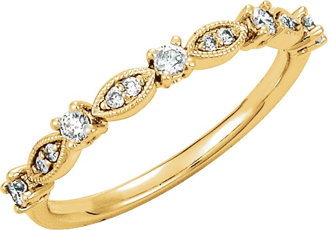 14K Yellow 1/5 CTW Diamond Granulated Stackable Ring Size 7