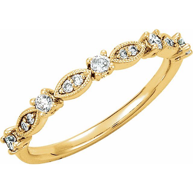 14K Yellow 1/5 CTW Diamond Granulated Stackable Ring Size 7