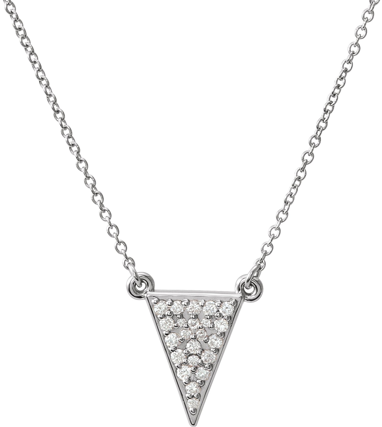 Sterling Silver .20 CTW Diamond Triangle 16.5 inch Necklace Ref. 12198323