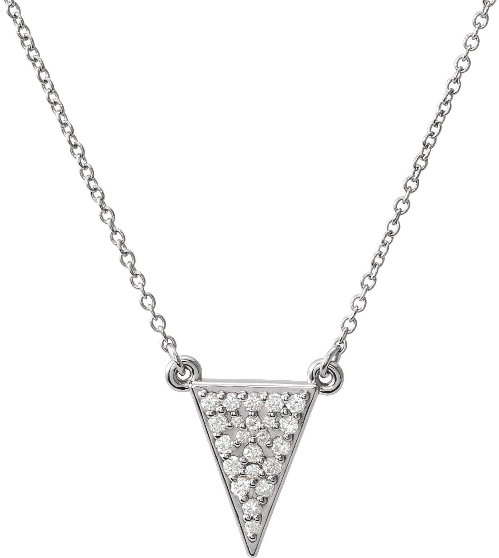 14K White 1/5 CTW Diamond Triangle 16.5 Necklace