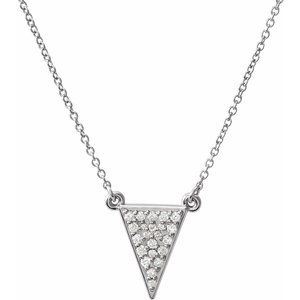 14K White 1/5 CTW Natural Diamond Triangle 16" Necklace
