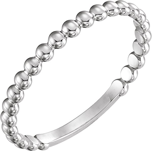 14K White 2 mm Stackable Bead Ring