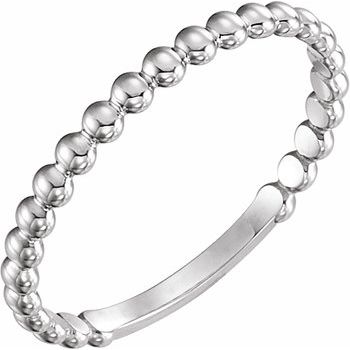 Sterling Silver 2 mm Stackable Bead Ring Ref 12143124