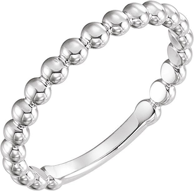 14K White 2.5 mm Stackable Bead Ring