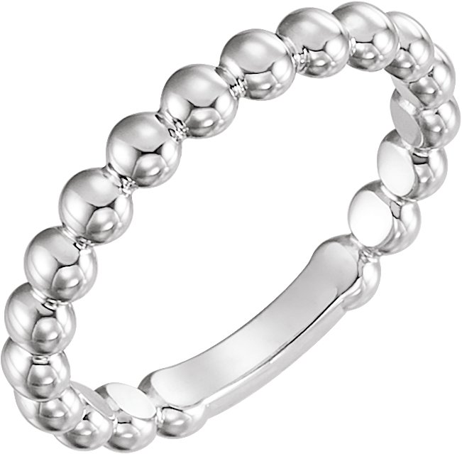 14K White 3 mm Stackable Bead Ring