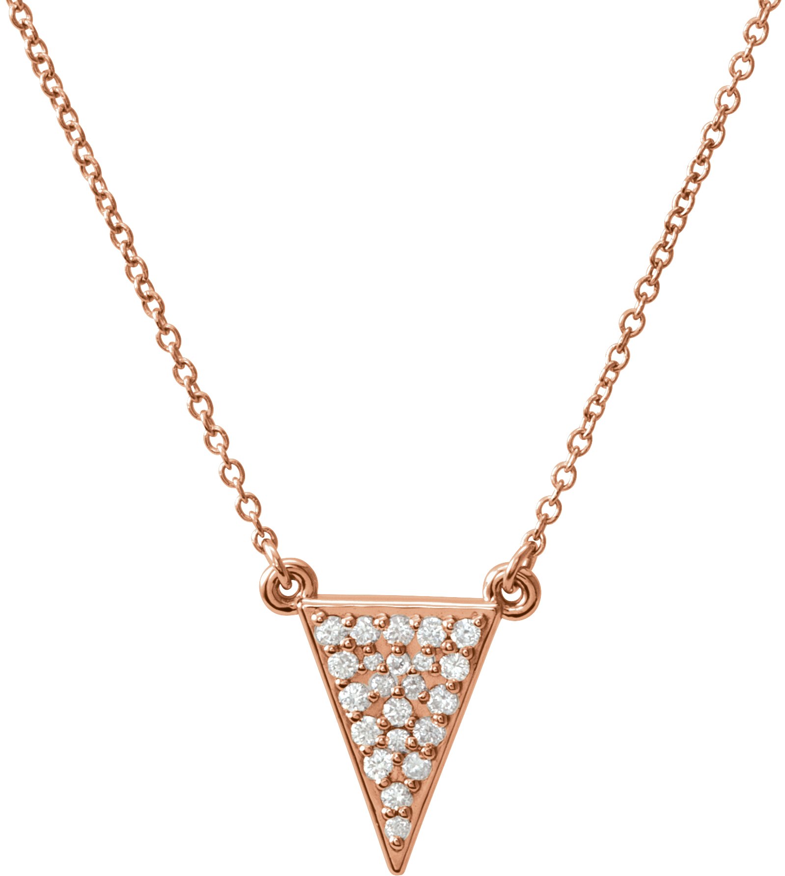 14K Rose 1/6 CTW Natural Diamond Triangle 16" Necklace