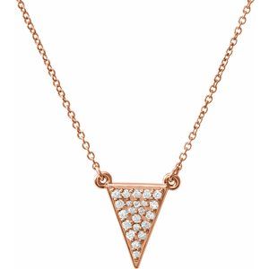 14K Rose 1/6 CTW Natural Diamond Triangle 16" Necklace