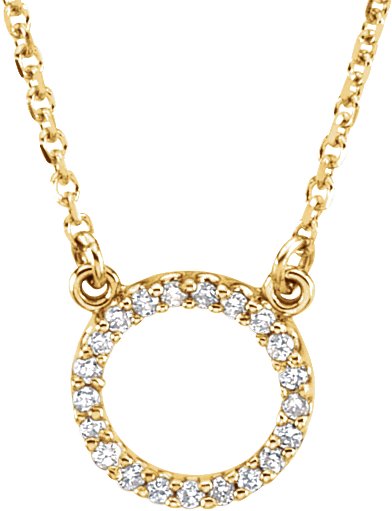 14K Yellow .08 CTW Natural Diamond Circle 16" Necklace