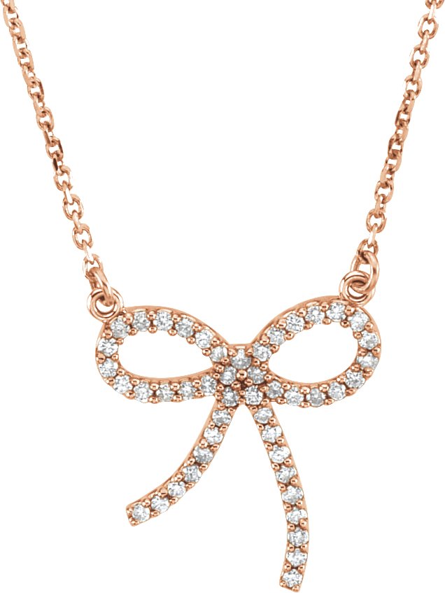 14K Rose 1/5 CTW Natural Diamond Bow 16