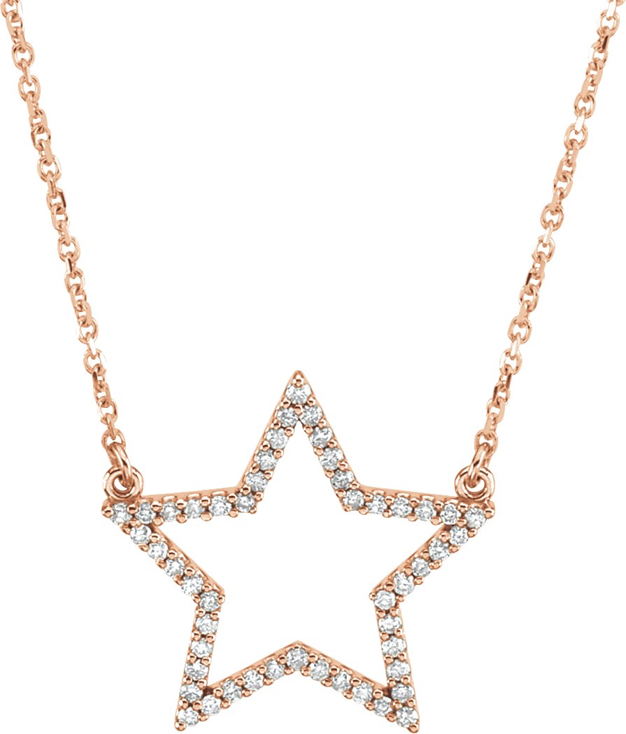 1/5Ctw Natural Diamond Star Necklace – 14K Rose Gold