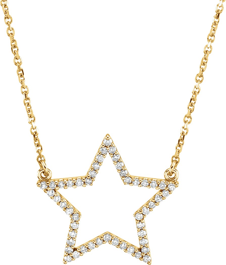 14K Yellow 1/5 CTW Natural Diamond Star 16" Necklace