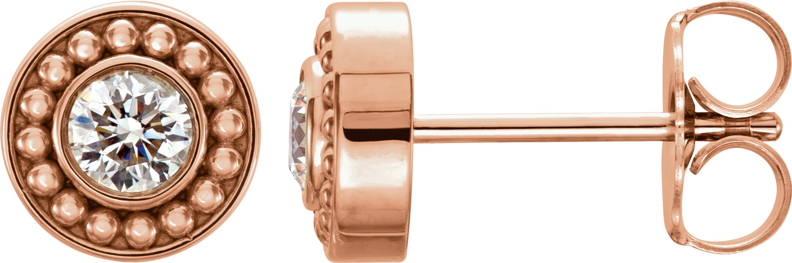 14K Rose Gold 1/4 CTW Natural Diamond Beaded Earrings