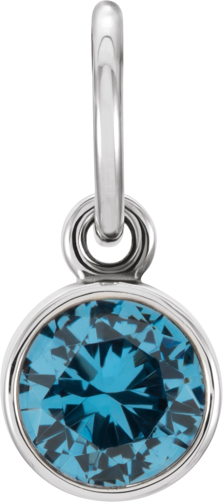 Sterling Silver 4 mm Round Imitation Blue Zircon Birthstone Charm Ref. 11112955