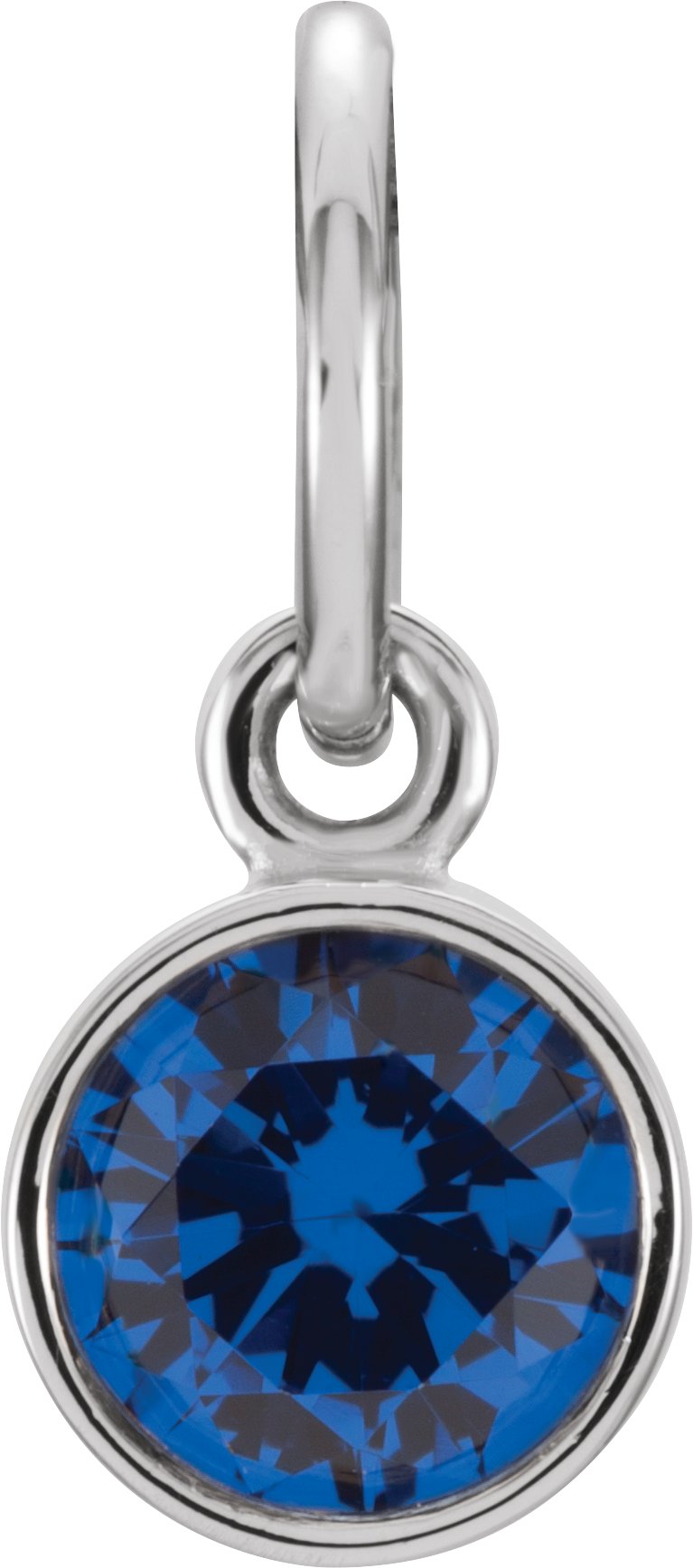 Sterling Silver 4 mm Round Imitation Blue Sapphire Birthstone Charm Ref. 11112952