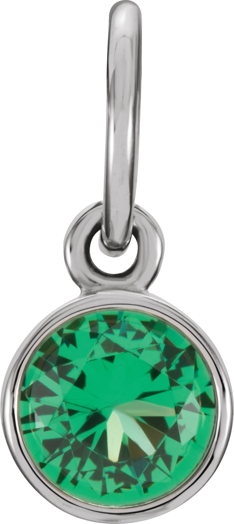 Sterling Silver 4 mm Round Imitation Emerald Birthstone Charm Ref. 11112139