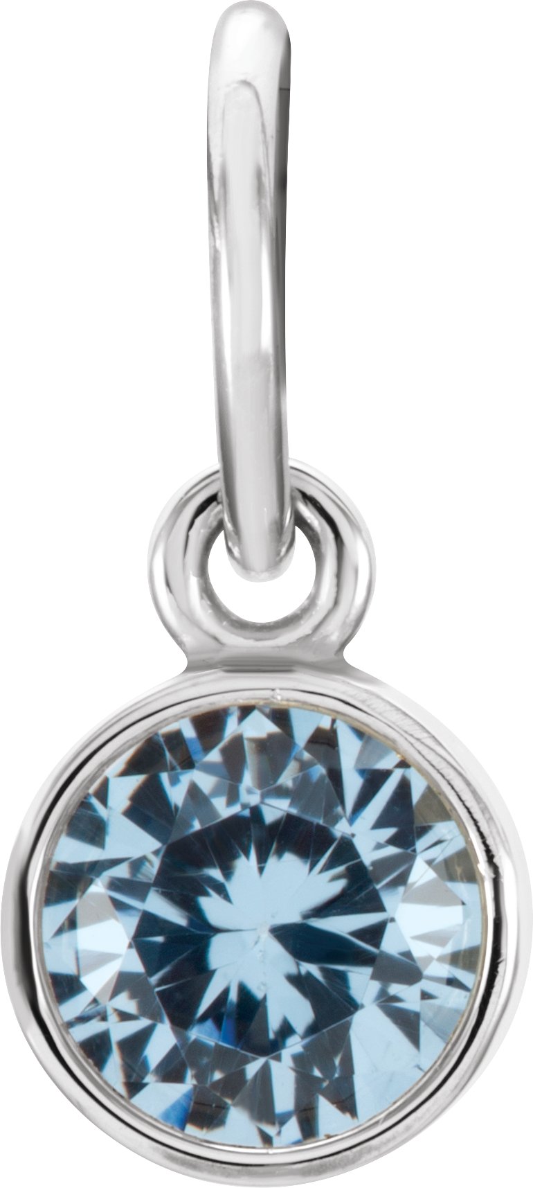 Sterling Silver 4 mm Round Imitation Aquamarine Birthstone Charm Ref. 11112122