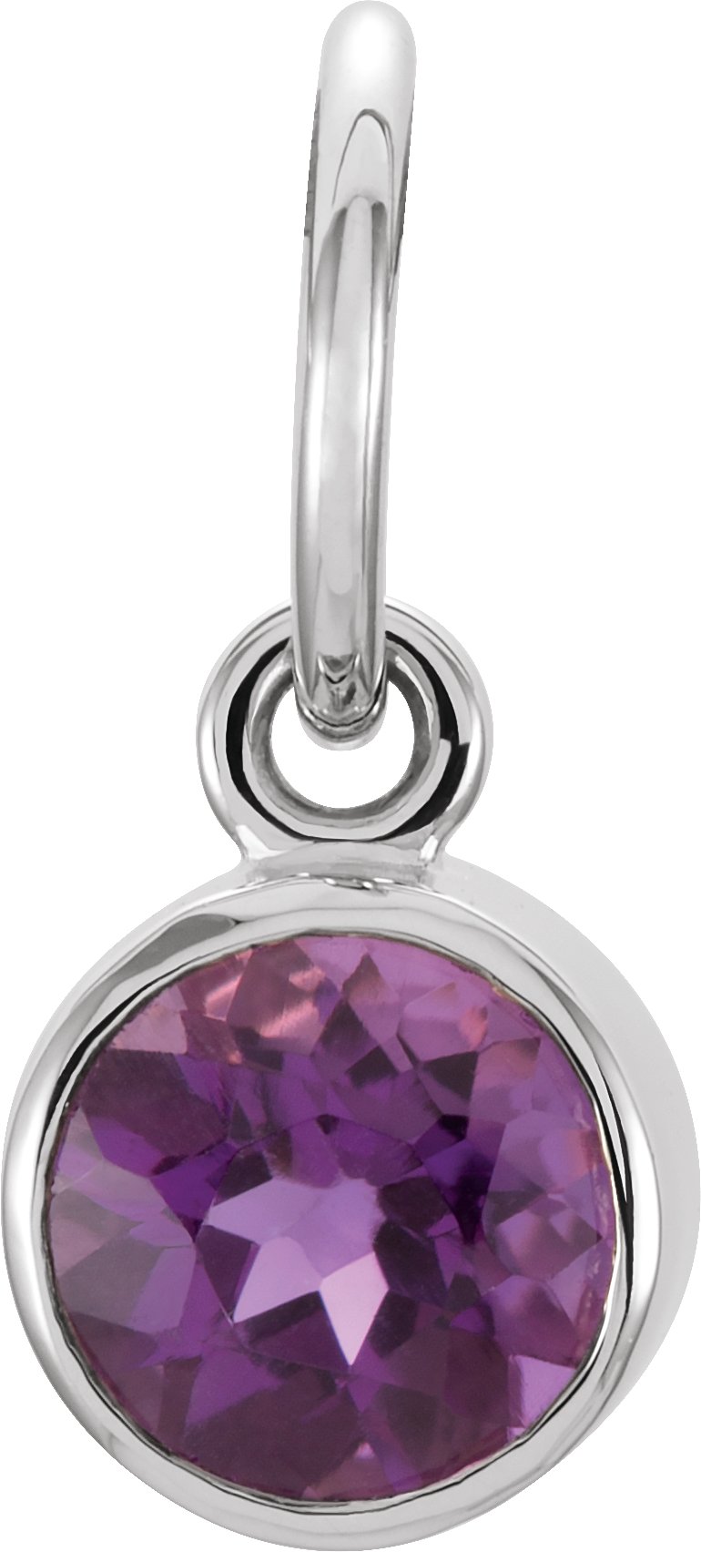 Sterling Silver 4 mm Round Imitation Amethyst Birthstone Charm Ref. 11112107