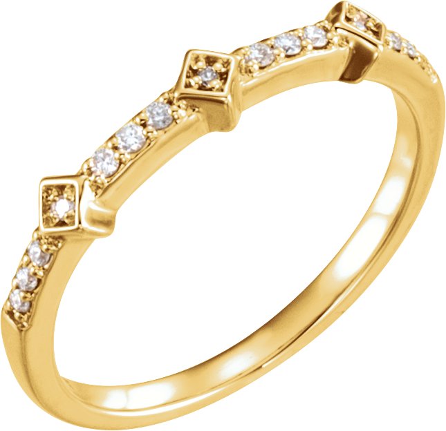 14K Yellow 1/10 CTW Natural Diamond Stackable Ring 