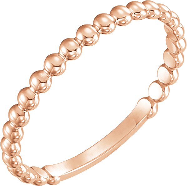 14K Rose 2 mm Stackable Bead Ring