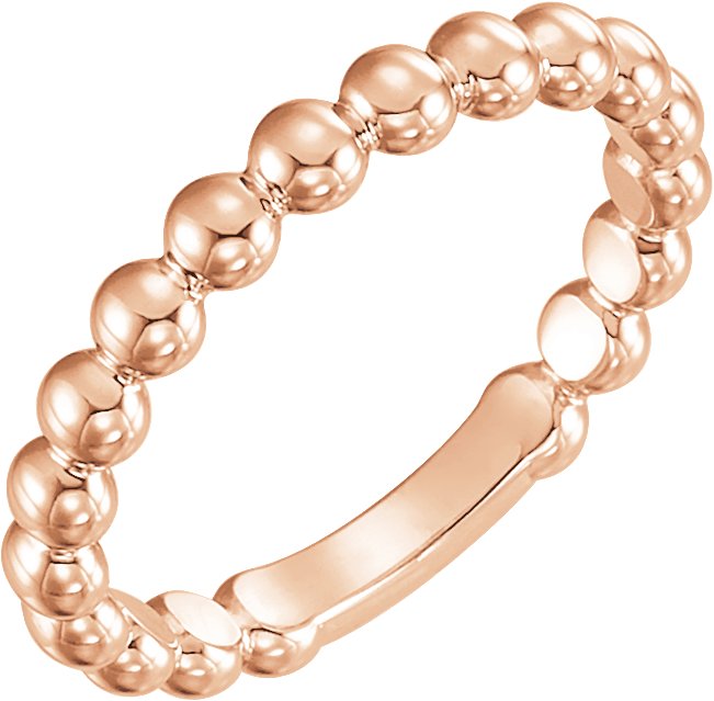 14K Rose 3 mm Stackable Bead Ring