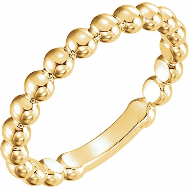 14K Yellow 3 mm Stackable Bead Ring