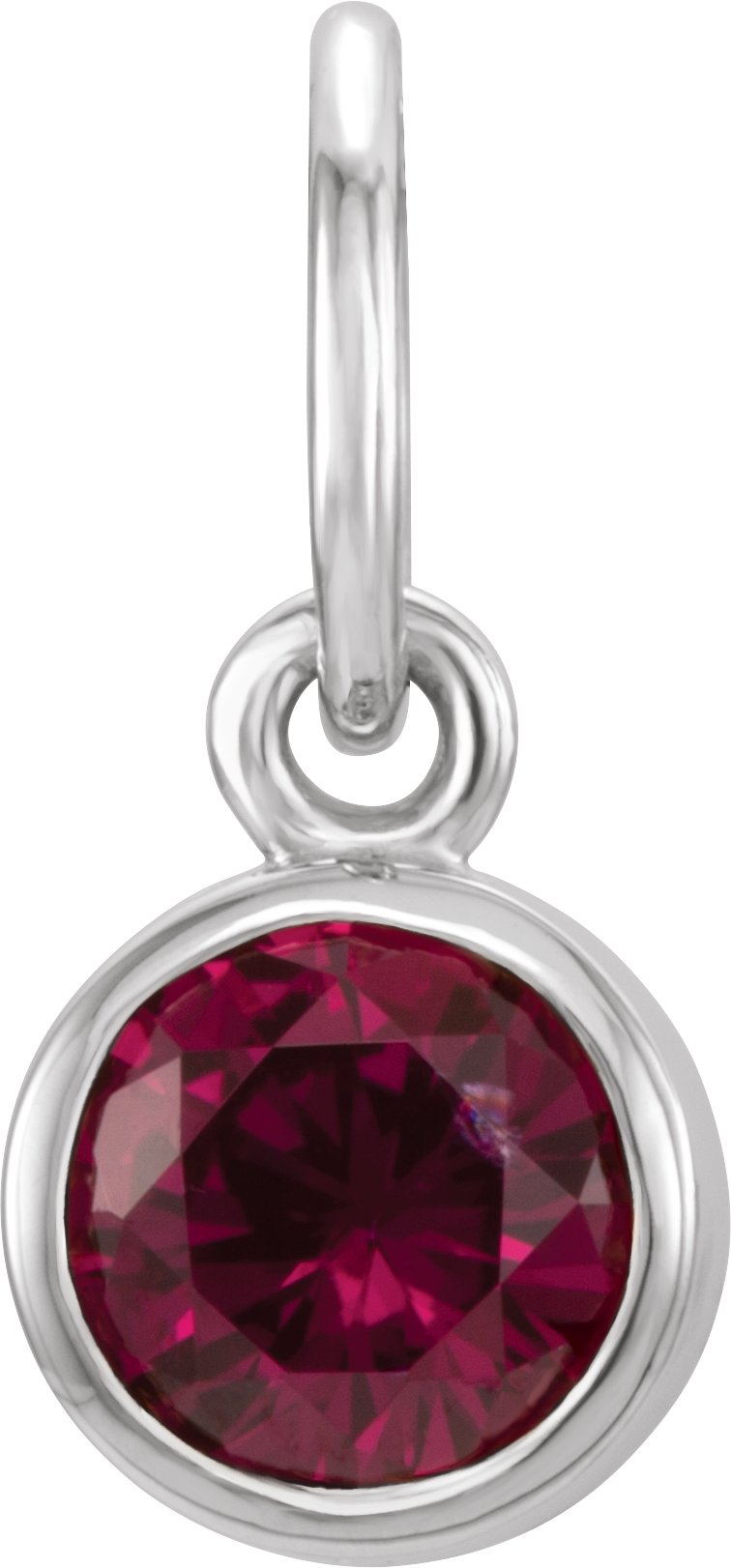 Sterling Silver 4 mm Round Imitation Garnet Birthstone Charm Ref. 11112096