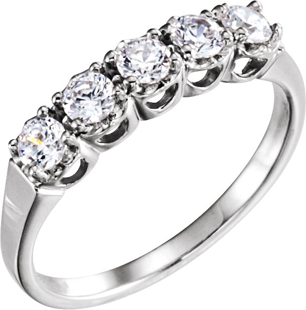 Platinum 5 Stone Diamond Anniversary Band .5 CTW Ref 112359