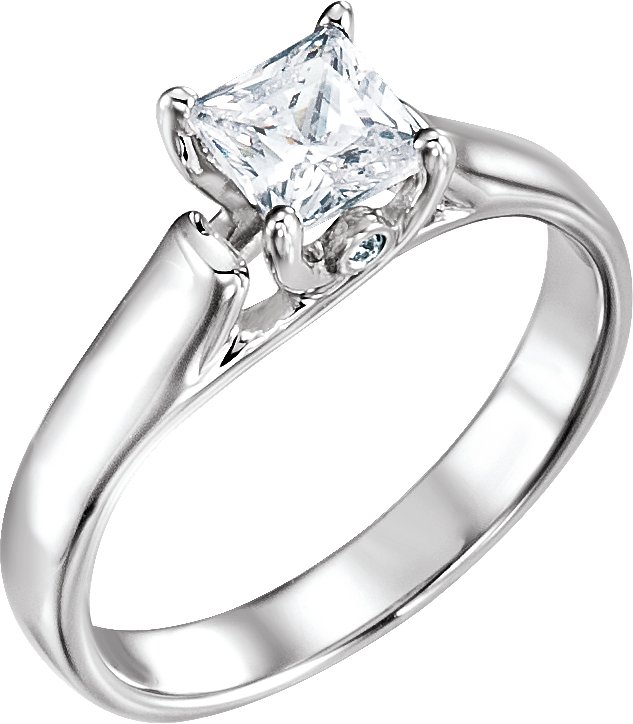 Square/Princess Woven Solitaire Engagement Ring Mounting with Accent