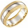 14K Yellow and White 8 mm Double Edge Band with Milgrain Size 8 Ref 2606076