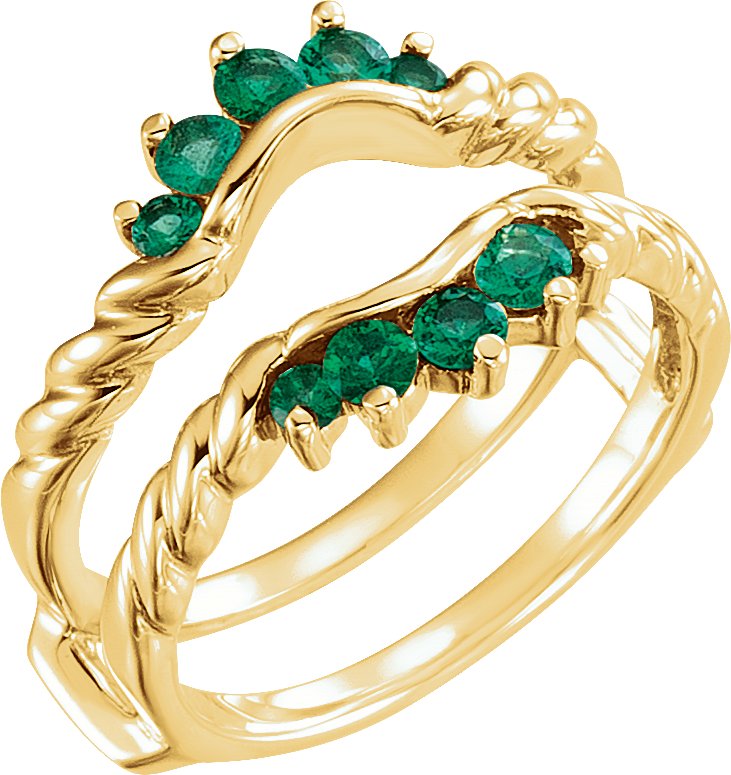 Natural Emerald Ring Guard – 14K Yellow Gold