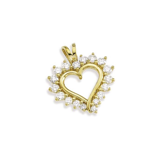 14k Yellow 1/2 CTW Diamond Heart Pendant