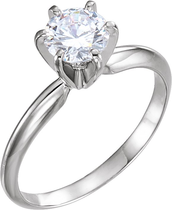 Round Pre-Notched 6-krapní Solitaire Ring Mounting