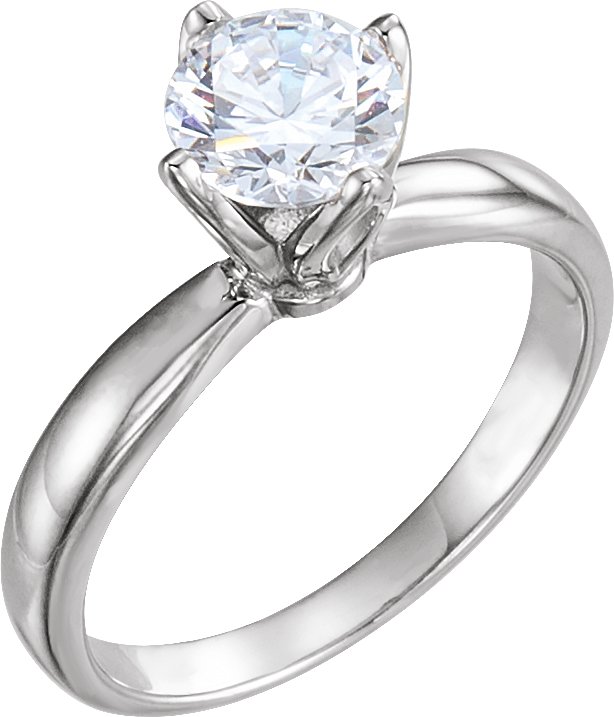 14K White .375 CTW Diamond Tulipset Solitaire Engagement Ring Ref 72152